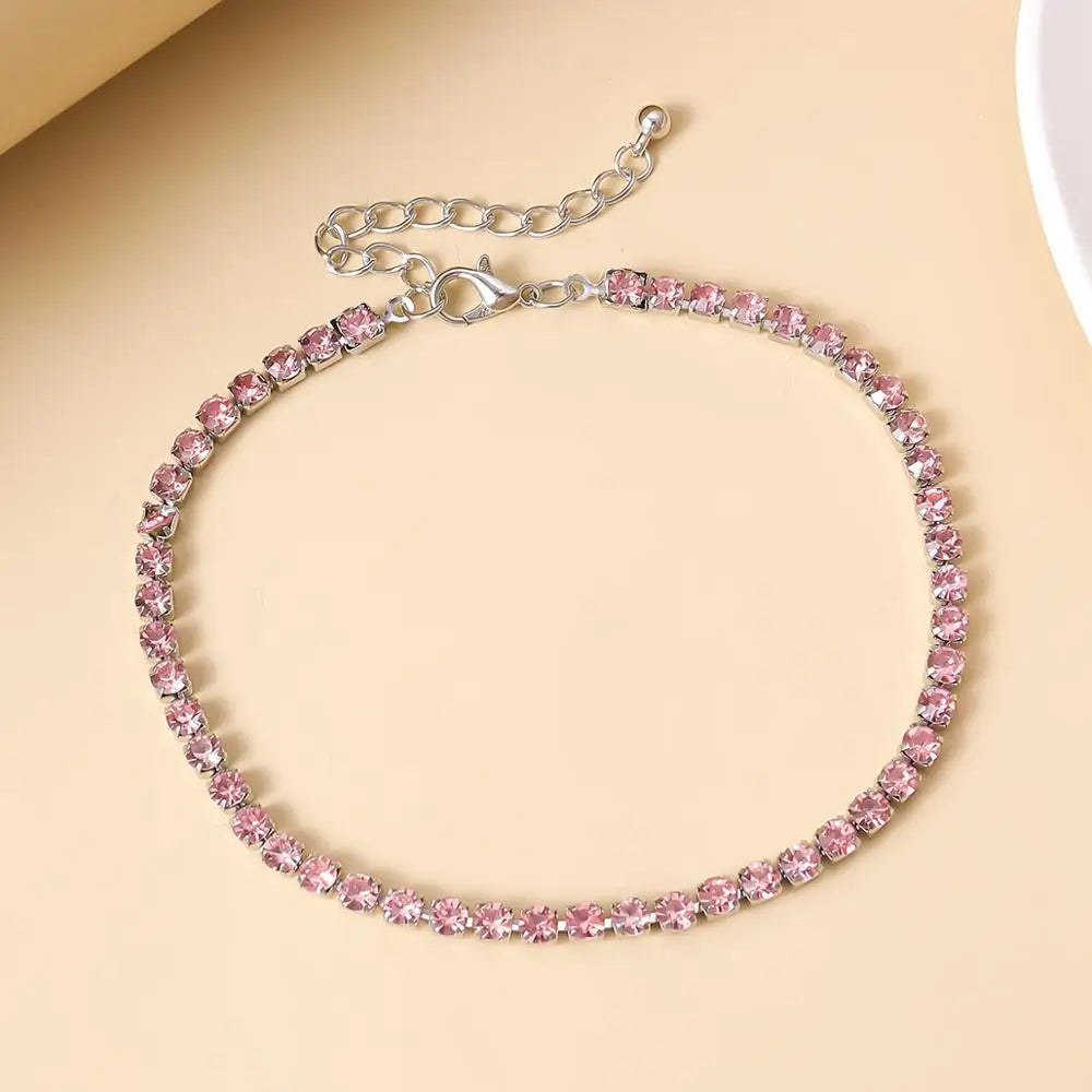 IngeSight.Z 4 Colors Charm Luxury Shiny Rhinestone Anklet Bracelet Adjustable Crystal Anklets On Foot Barefoot Sandals Jewelry