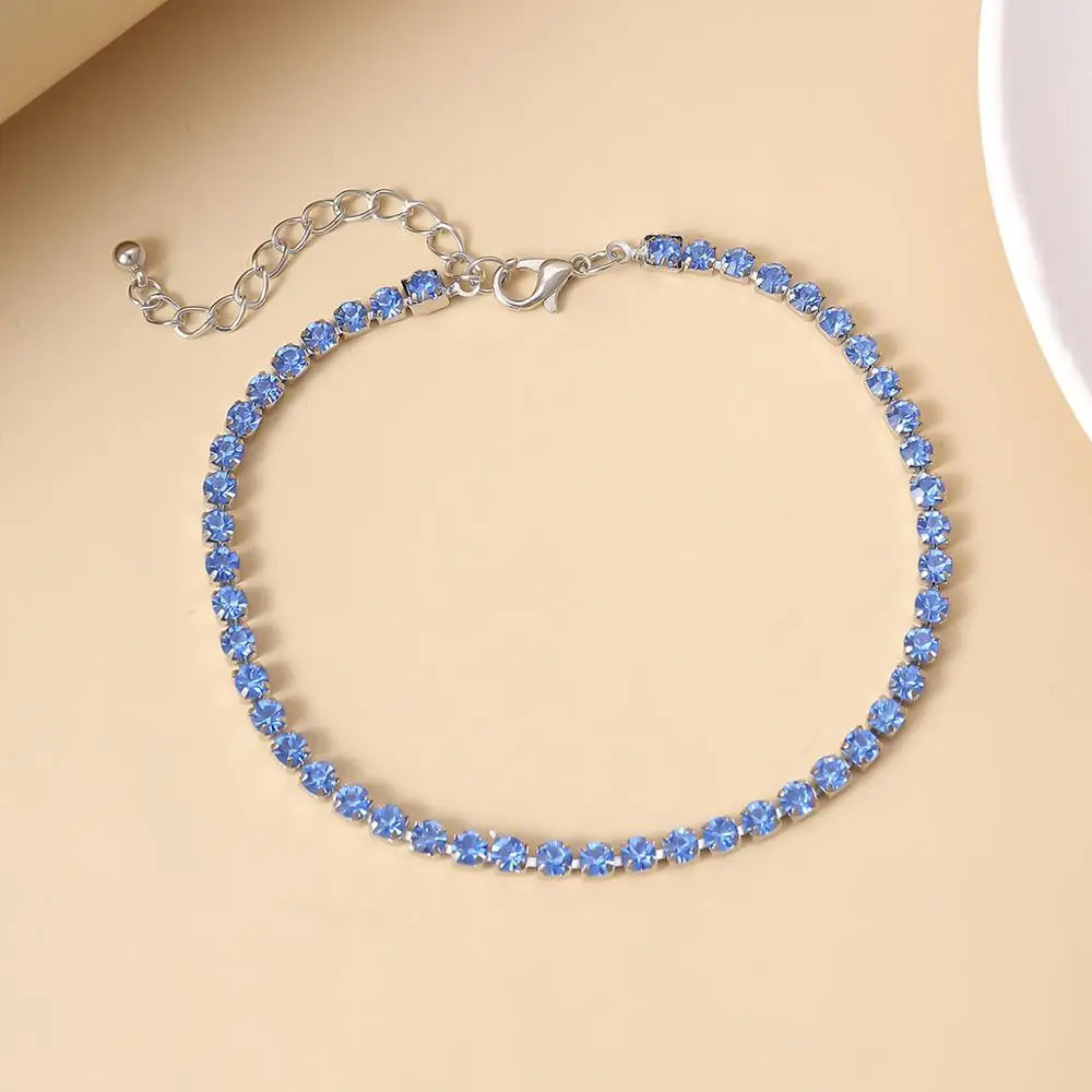IngeSight.Z 4 Colors Charm Luxury Shiny Rhinestone Anklet Bracelet Adjustable Crystal Anklets On Foot Barefoot Sandals Jewelry
