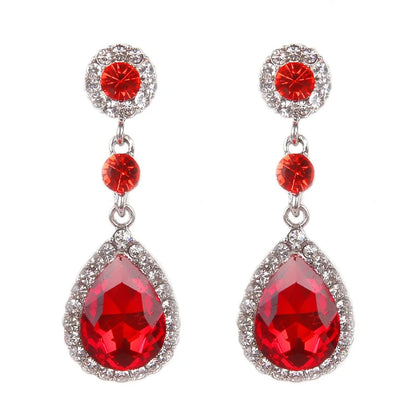 Luxury Bridesmaid Crystal Drop Earrings for Wedding Party Zircon Water-Drop Dangle Earrings Geometry Round Fashion Jewelry Gift