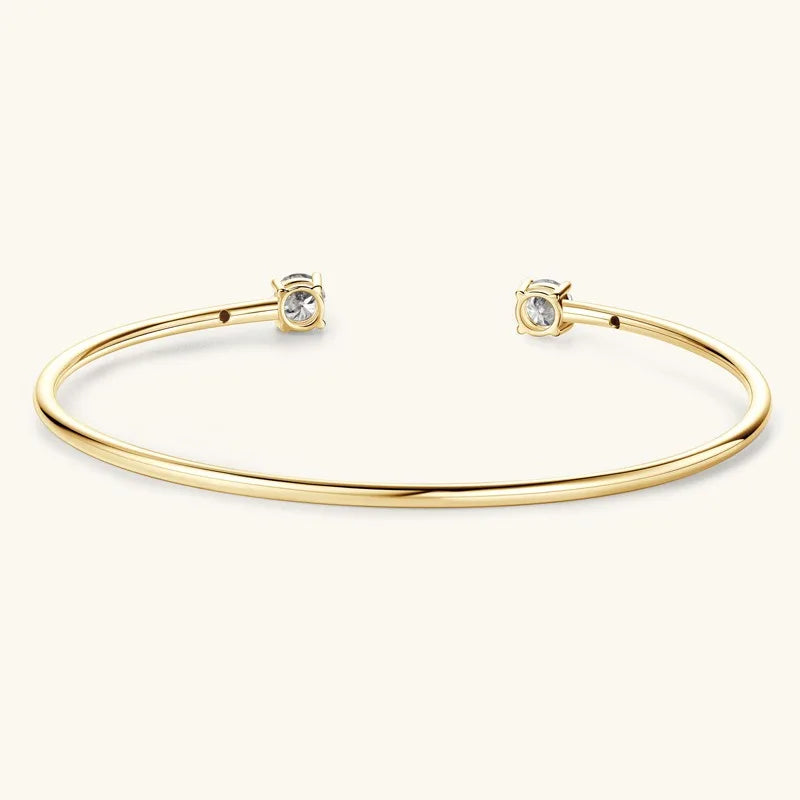 0.5CT D VVS1 3EX Moissanite Bangle Genuine 925 Sterling Silver Hand Opening Cuffs Bracelets for Women Girls Gold Fine Jewelry