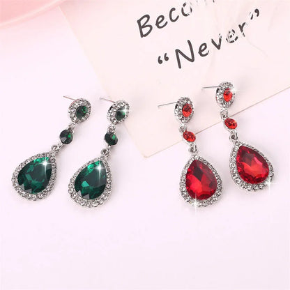 Luxury Bridesmaid Crystal Drop Earrings for Wedding Party Zircon Water-Drop Dangle Earrings Geometry Round Fashion Jewelry Gift