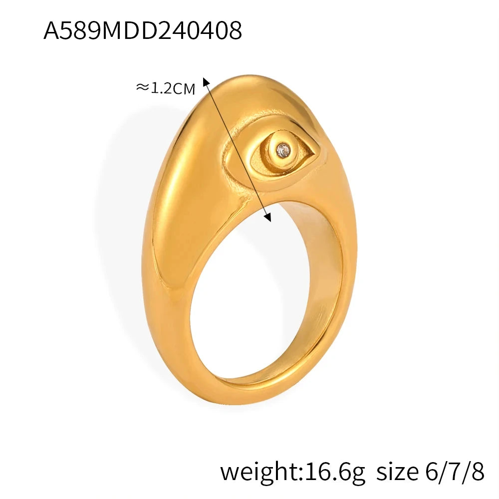 Glamour Retro Big Zircon Stainless Steel Rings For Women Trendy Women's Ring Luxury Jewelry Woman Wedding Gift