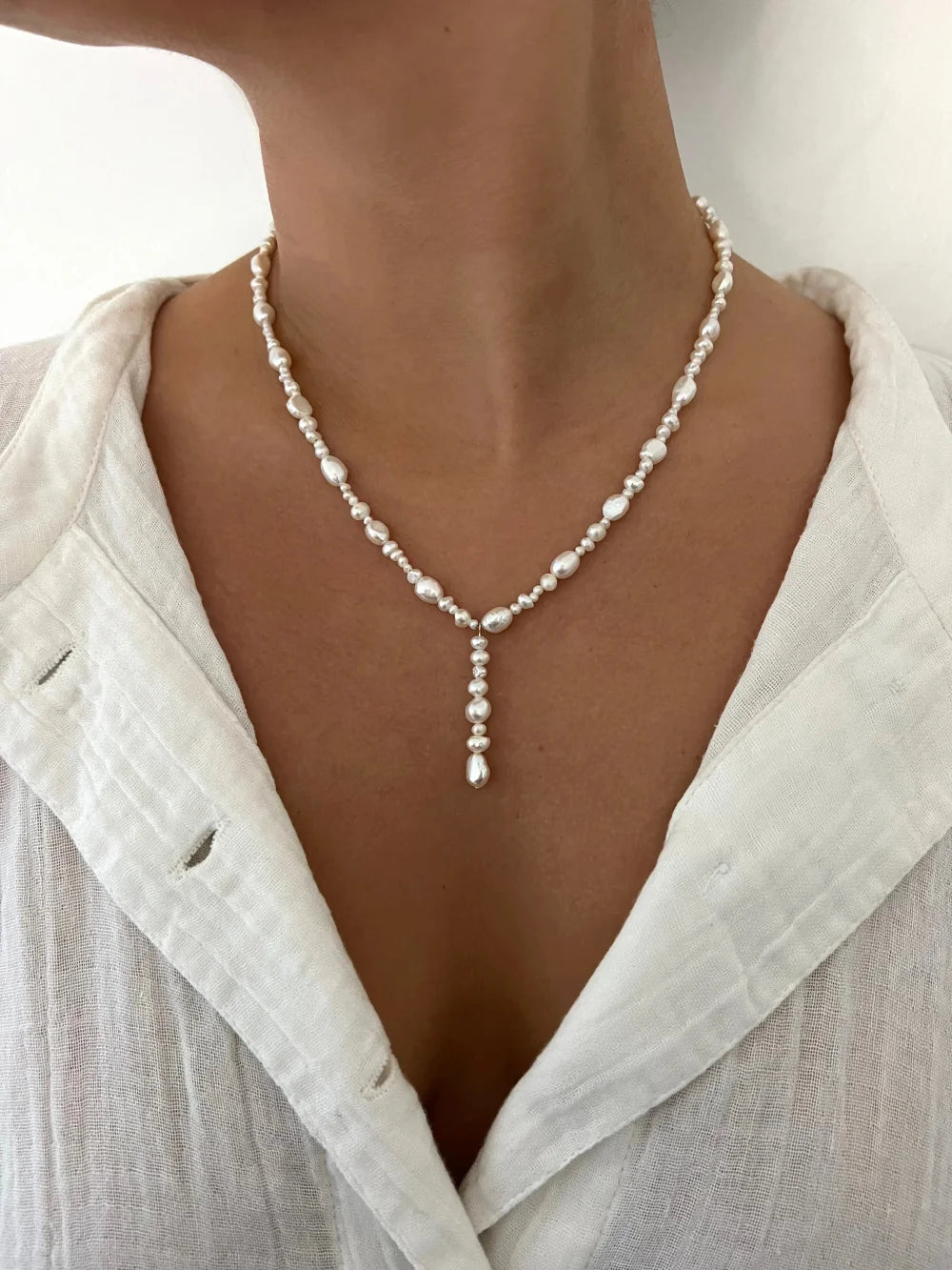 KKBEAD Natural Pearl Choker Necklace Pearl Bridal Wedding Jewelry Gift for Women Adjustable Luxury Minimalist Layered Jewelry