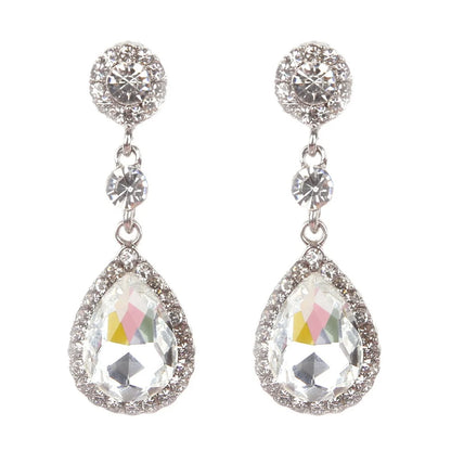Luxury Bridesmaid Crystal Drop Earrings for Wedding Party Zircon Water-Drop Dangle Earrings Geometry Round Fashion Jewelry Gift