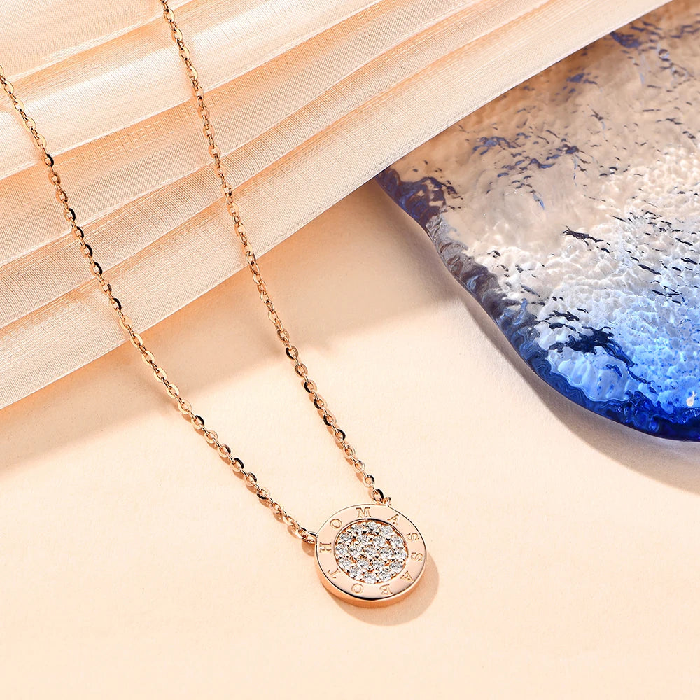 ATTAGEMS 1.4mm D Color Moissanite Round Brilliant Cutting Rose Gold Plated 925 Sterling Silver Necklaces Wholesale Fine  Jewelry