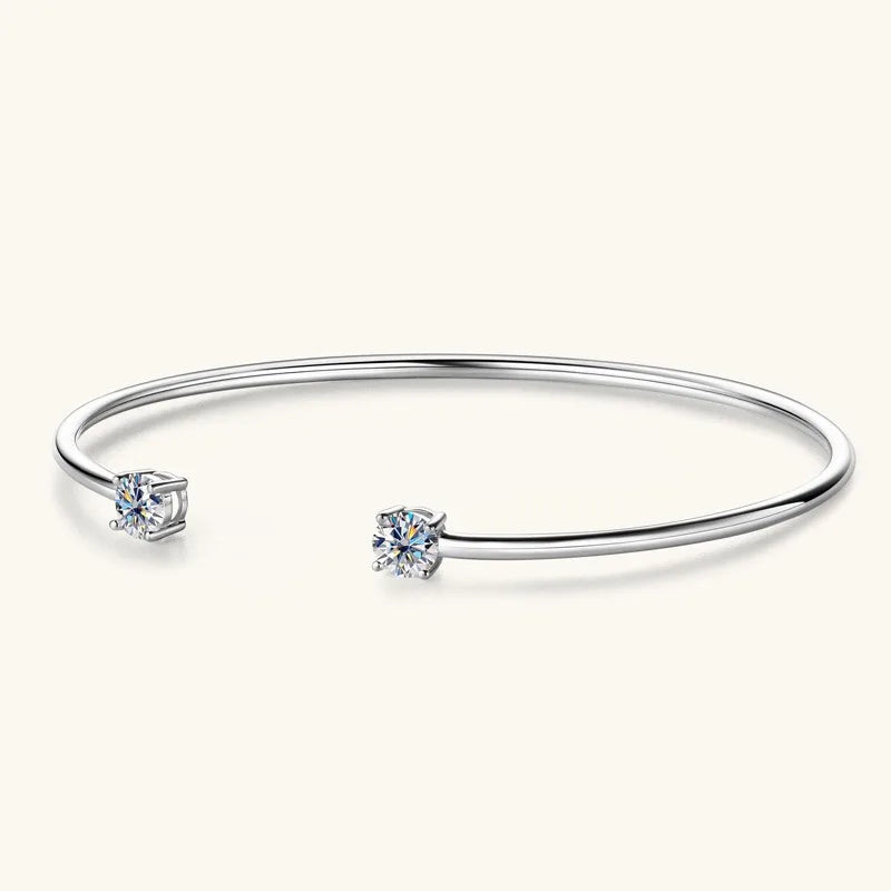 0.5CT D VVS1 3EX Moissanite Bangle Genuine 925 Sterling Silver Hand Opening Cuffs Bracelets for Women Girls Gold Fine Jewelry