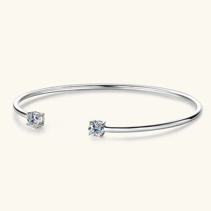 0.5CT D VVS1 3EX Moissanite Bangle Genuine 925 Sterling Silver Hand Opening Cuffs Bracelets for Women Girls Gold Fine Jewelry