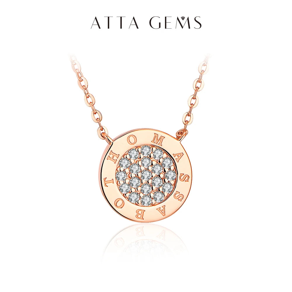 ATTAGEMS 1.4mm D Color Moissanite Round Brilliant Cutting Rose Gold Plated 925 Sterling Silver Necklaces Wholesale Fine  Jewelry