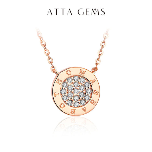 ATTAGEMS 1.4mm D Color Moissanite Round Brilliant Cutting Rose Gold Plated 925 Sterling Silver Necklaces Wholesale Fine  Jewelry